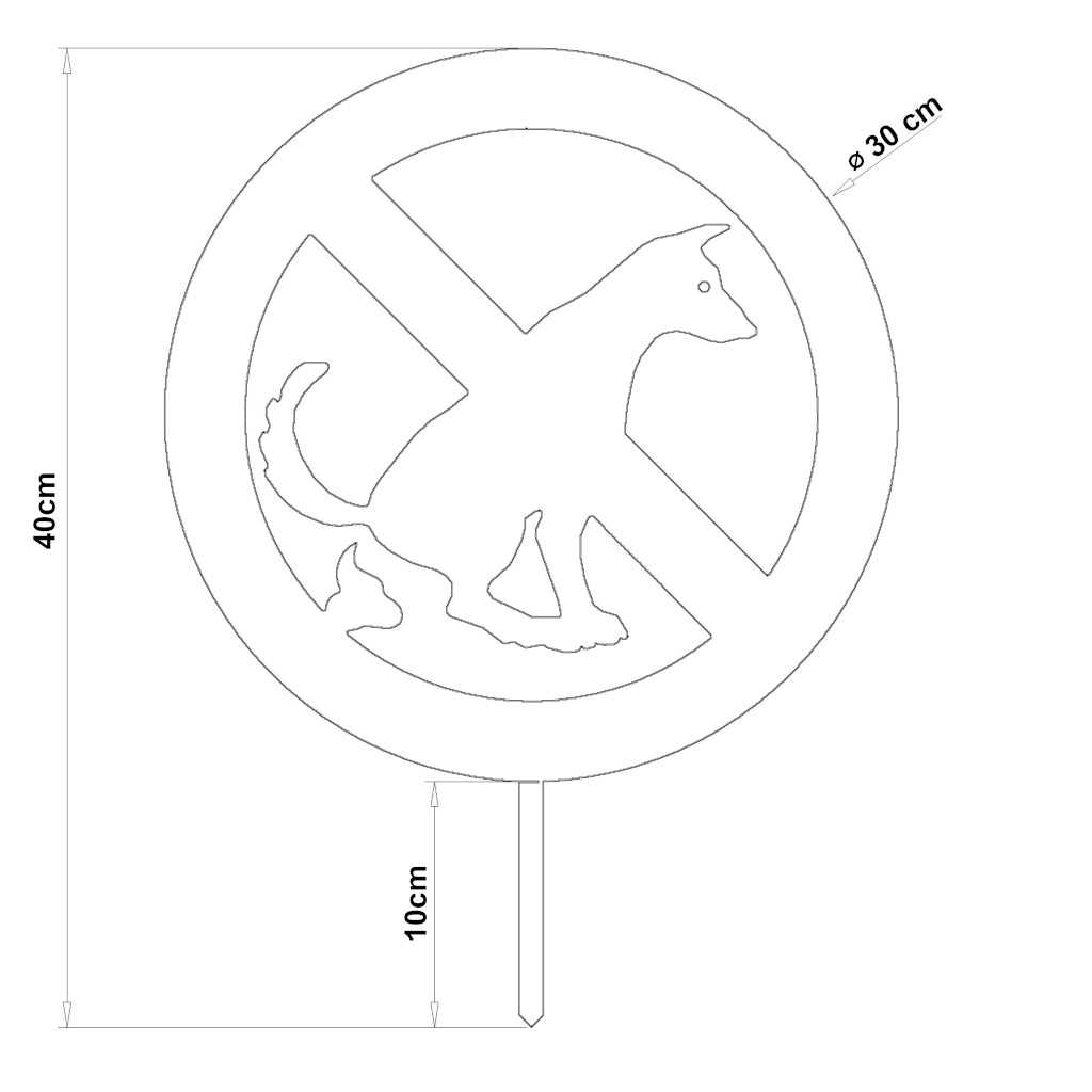 Gartenstecker "Kein Hundeklo", verbietet Hundekot im Garten, aus Cortenstahl mit rostiger Patina oder Edelstahl, Abmessungen 39,9 x 29,9 cm, ideal für saubere und gepflegte Außenbereiche.