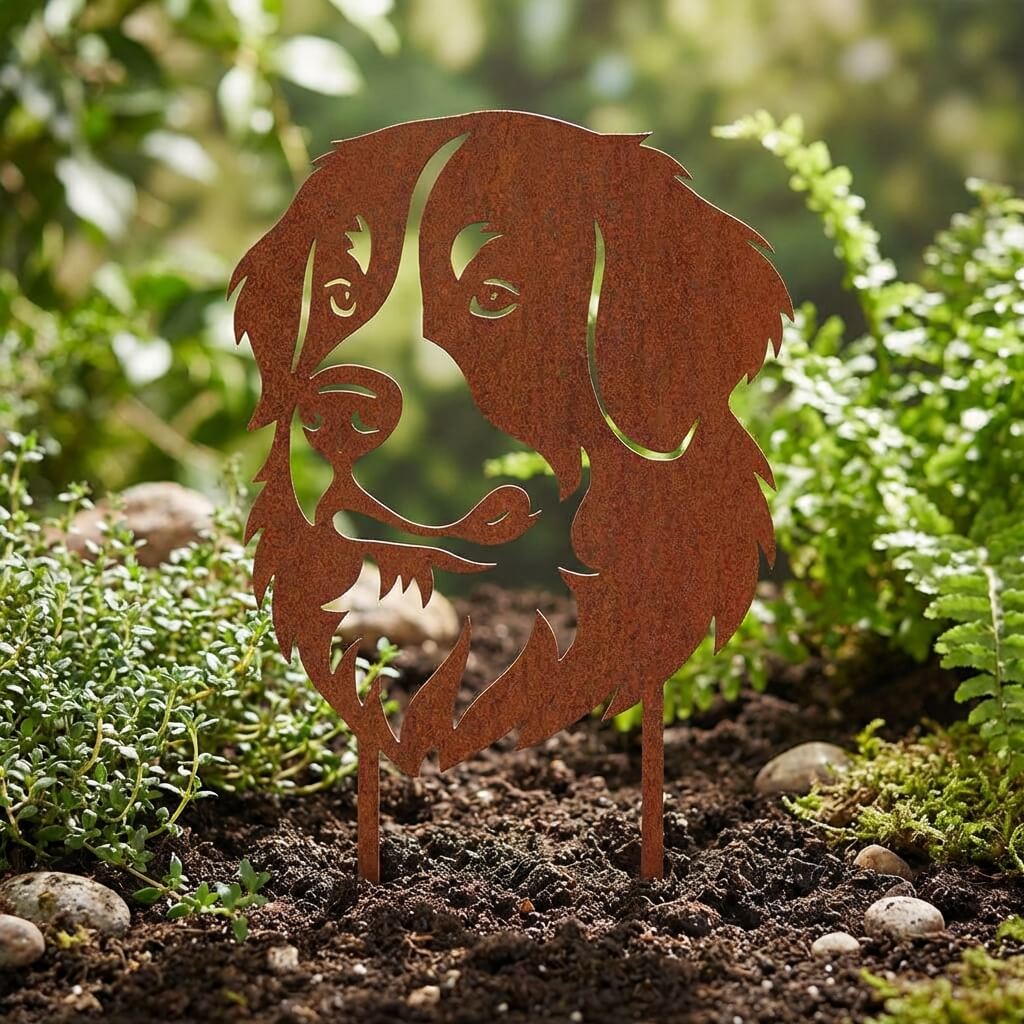 Gartenstecker Berner Sennenhund Portrait