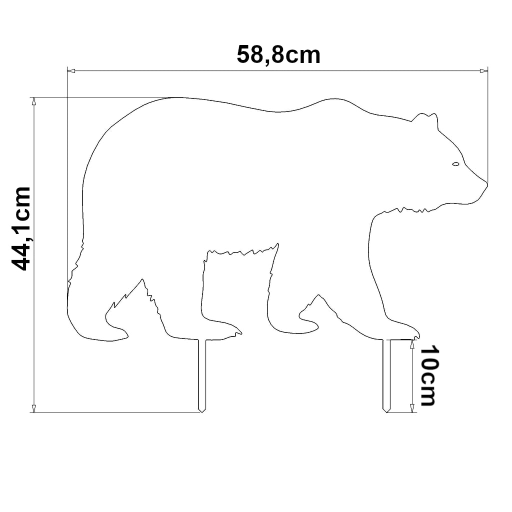 Gartenstecker BĂ€r im MaĂ 44,1 x 58,8 cm, MaterialstĂ€rke 2 mm, verfĂŒgbar in Cortenstahl (Edelrost) und Edelstahl