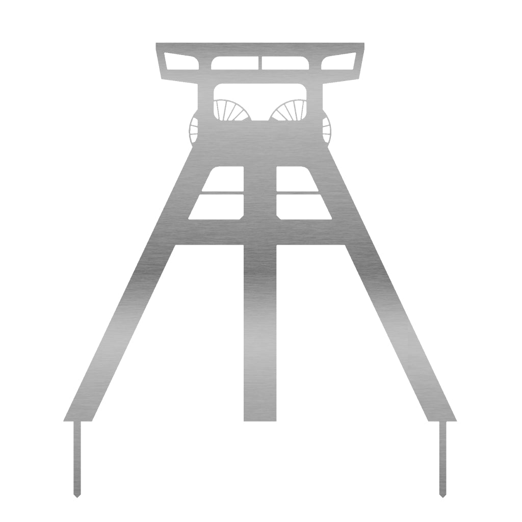 Gartenstecker Förderturm aus Edelstahl in industriellem Design, Produkt von Shopify, Abmessungen: 59,5 x 51,5 cm, Materialstärke: 2 mm