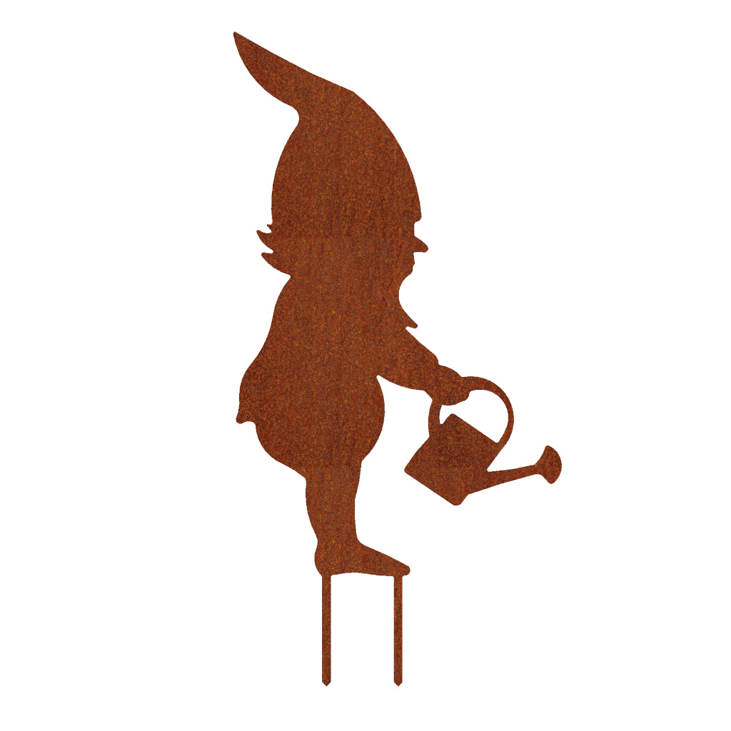 Gartenstecker in Edelrost-Optik: Gartenzwerg mit Gießkanne von ROSEMARIE SCHULZ Heidelberg für charmante Gartenvibes.