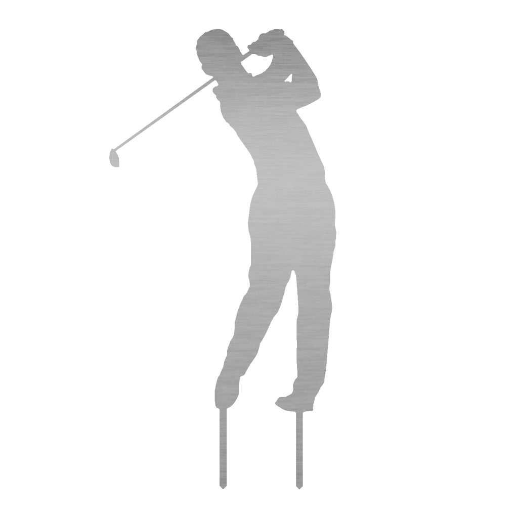 Gartenstecker "Golfer" aus Edelstahl oder Cortenstahl in der Silhouette eines Golfspielers, perfekt zur Dekoration des Gartens von .