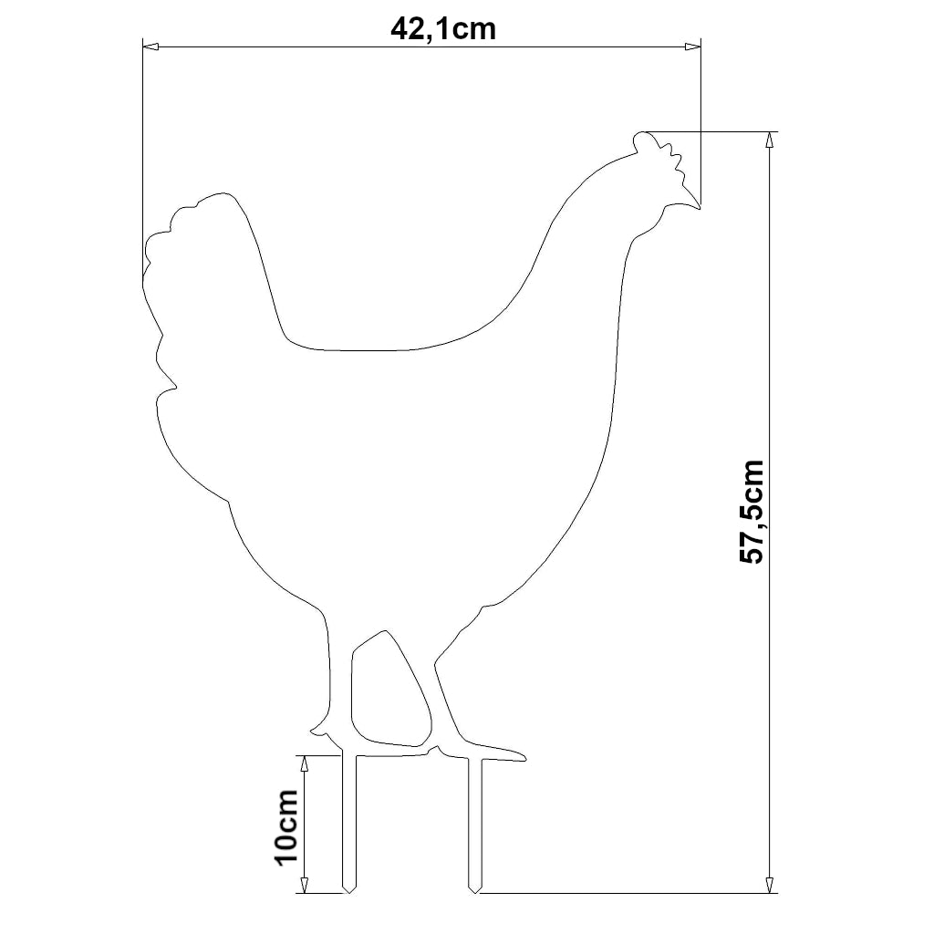 Gartenstecker Henne Maßangaben: 57,5 x 42,1 cm, Material: Cortenstahl oder Edelstahl