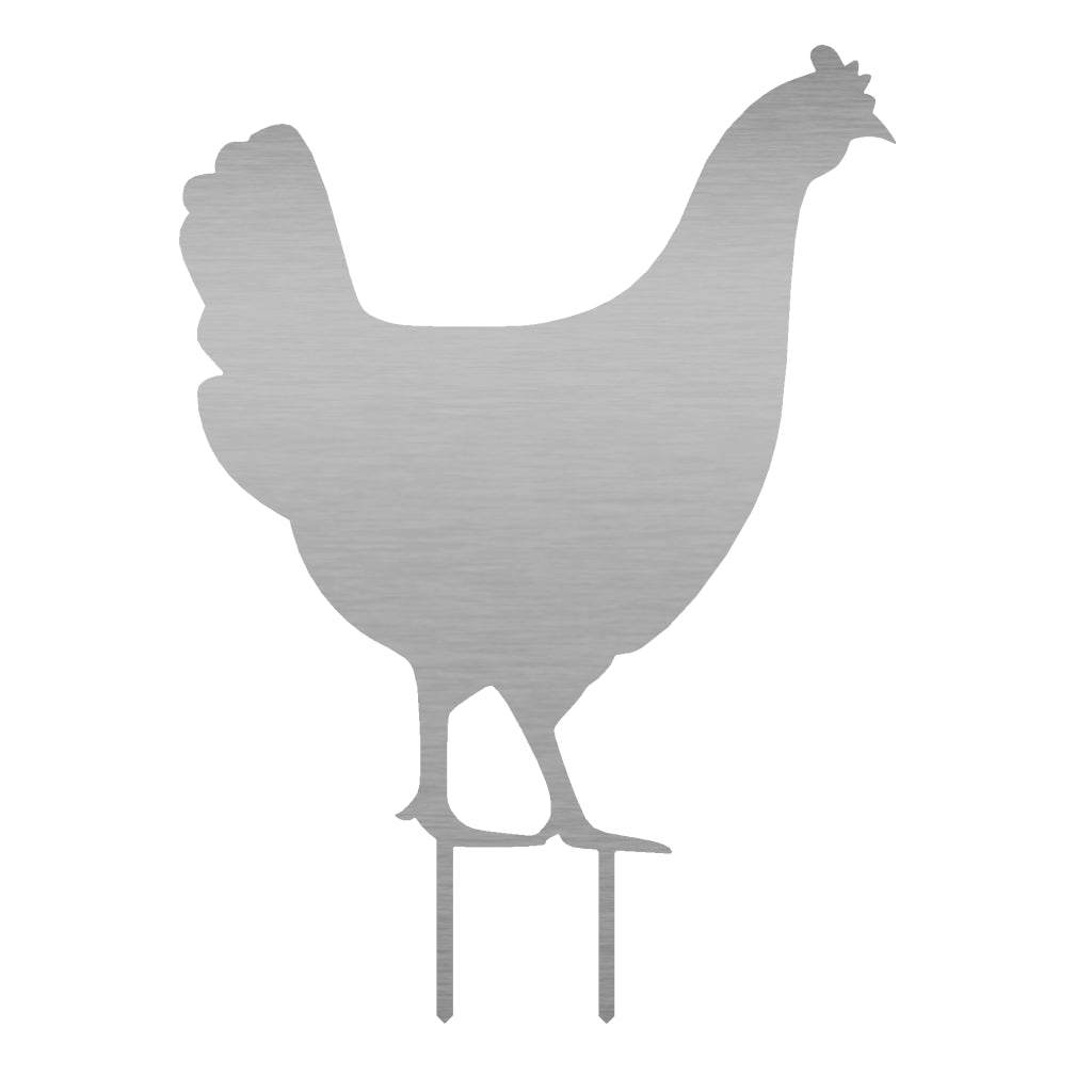 Edelstahl Gartenstecker in der Form einer Henne, 57,5 x 42,1 cm, Materialstärke 2 mm, für dekorative Gartengestaltung von Naturegard.