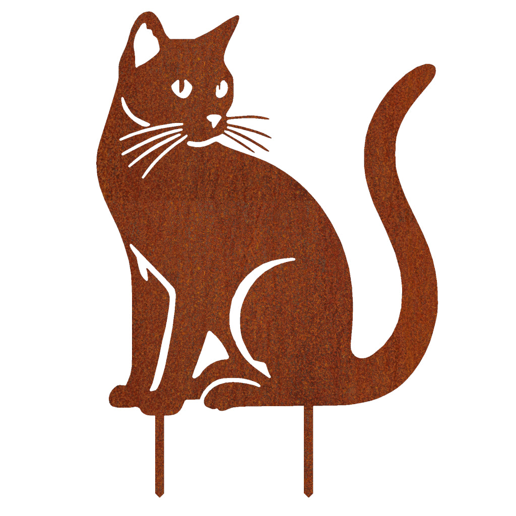Gartenstecker Katze sitzend
