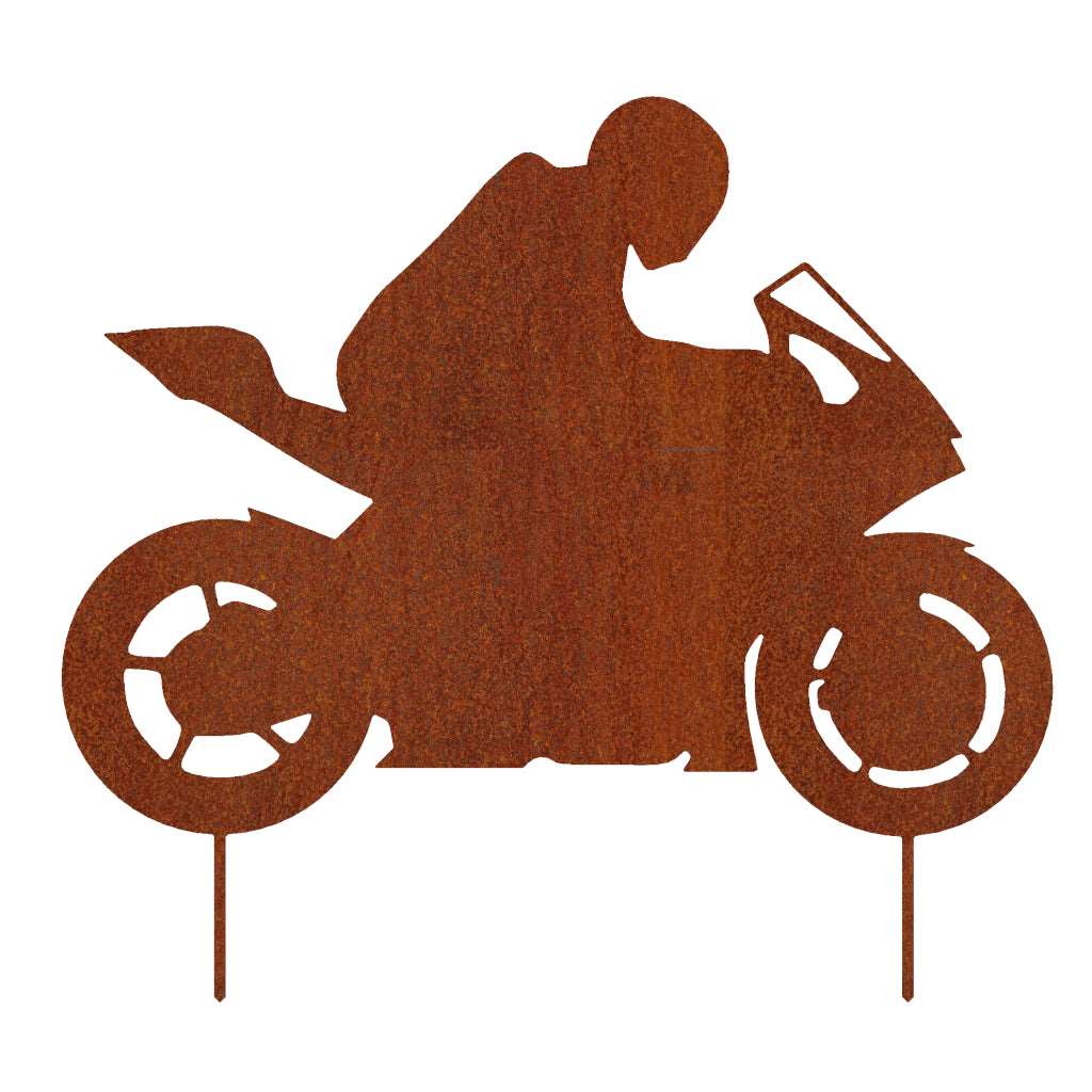 Gartenstecker Motorradfahrer