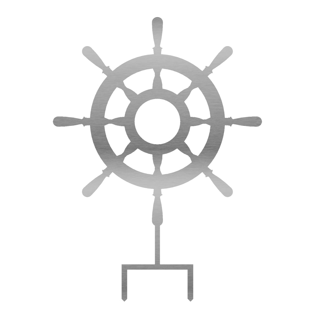 Gartenstecker "Nautisches Steuerrad" aus Edelstahl von GartenDekoShop, 59,5 x 43,5 cm, maritimer Gartenstecker für eine nautische Atmosphäre, wetterfest und zeitlos elegant.
