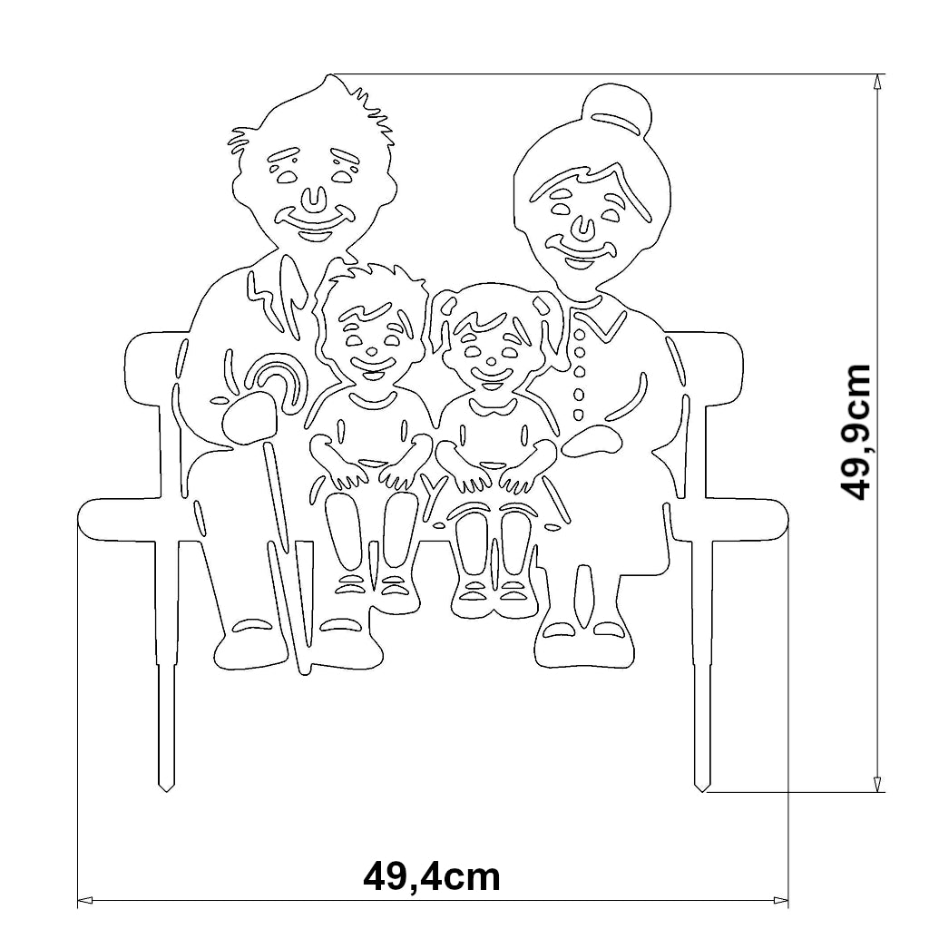 Gartenstecker Oma & Opa mit Enkelkindern