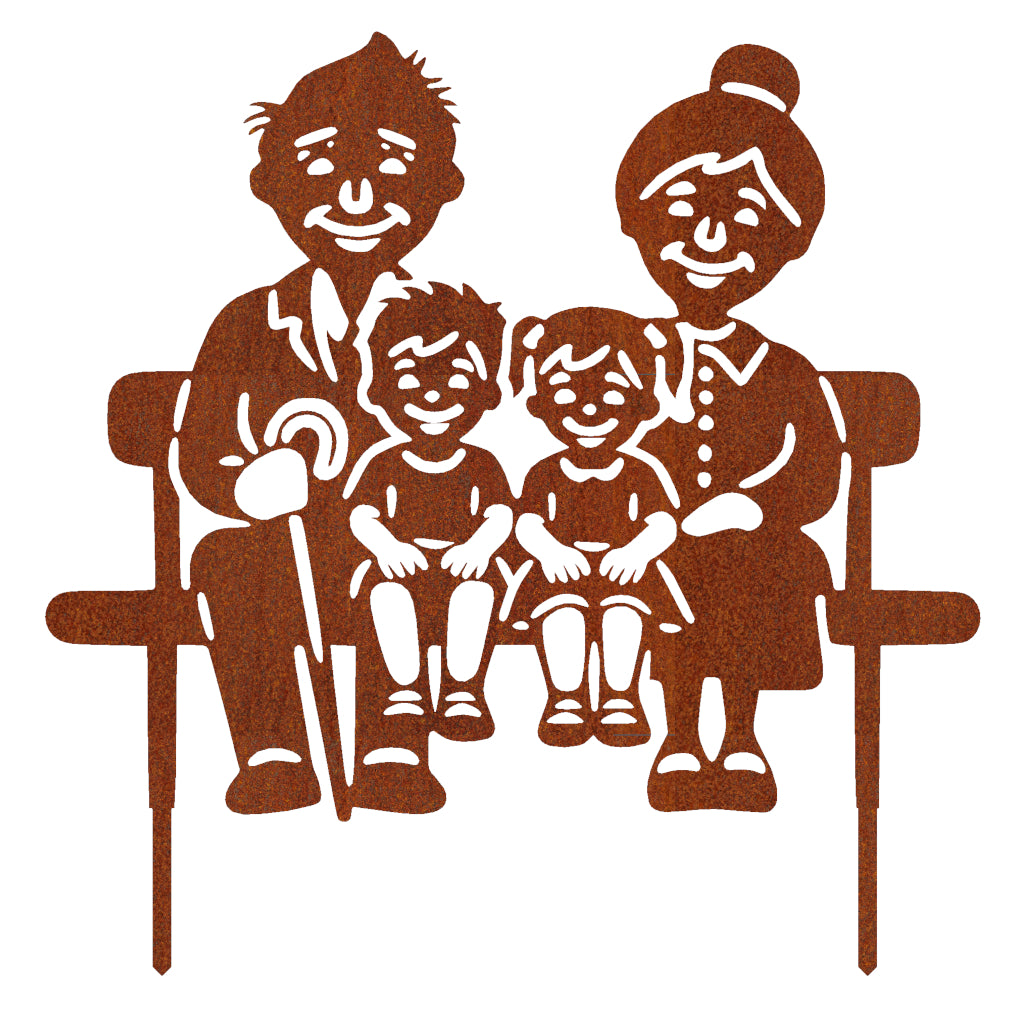 Gartenstecker Oma & Opa mit Enkelkindern