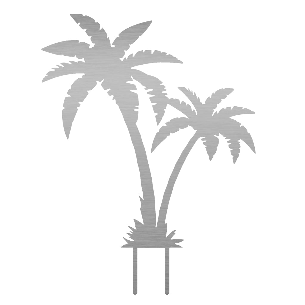 Gartenstecker Palme aus Metall, stilvolle tropische Gartendekoration mit zwei Palmen, 59 x 45 cm, ideal für exotisches Ambiente im Garten oder auf der Terrasse