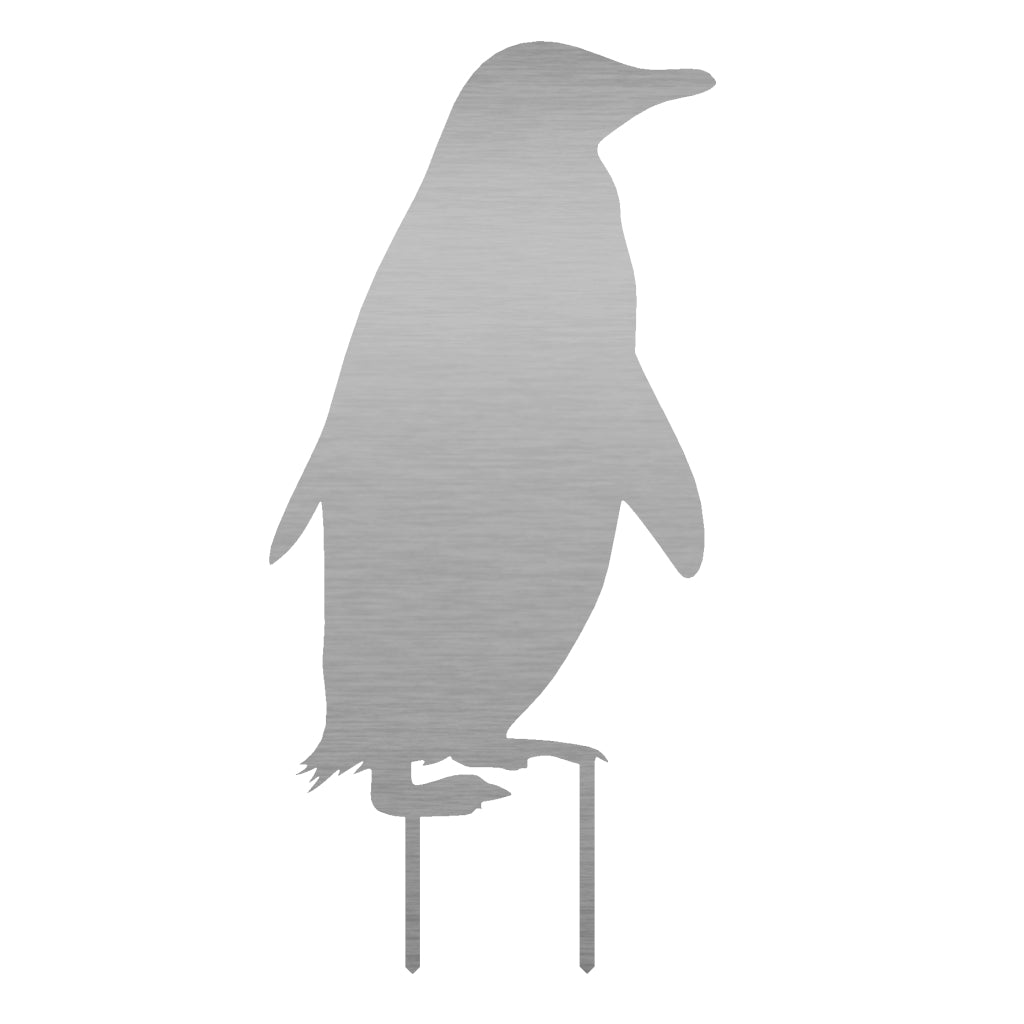 Edelrost Gartenstecker aus Edelstahl in Form eines Pinguins 59,5 x 28,5 cm. Ideal zur Veredelung Ihres Gartens mit einem Hauch von Arktis.