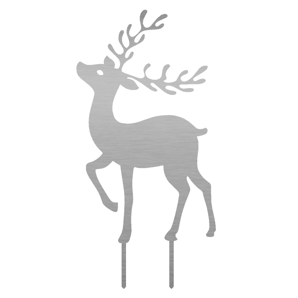 Gartenstecker Rentier aus Edelstahl, 58,3 x 29,1 cm, ideal zur winterlichen Gartendekoration, erhältlich bei StainlessStyle und RustiqueGarten.