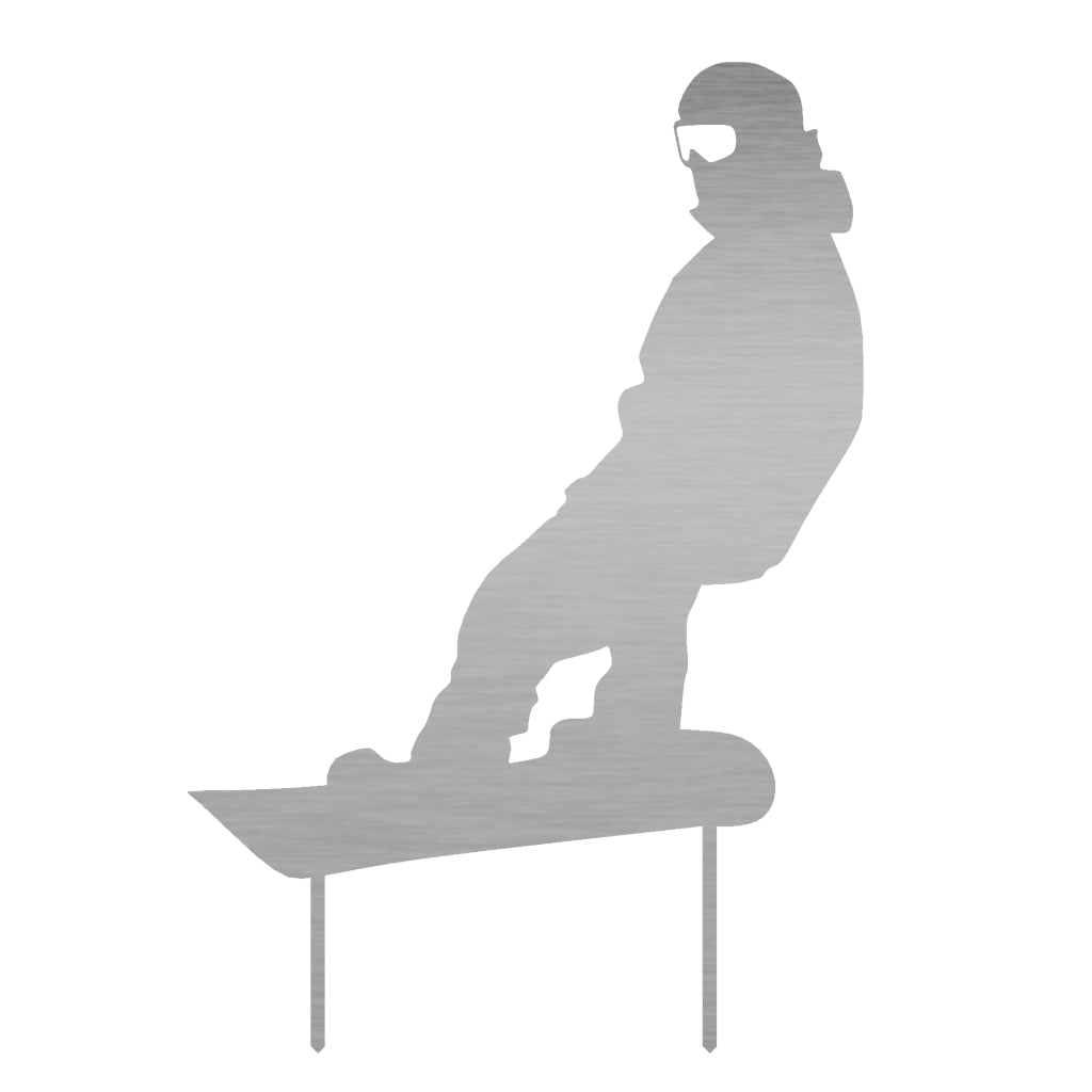 Edelstahl-Gartenstecker in Form eines Snowboarders, 59 x 40 cm, verfügbar bei Shopify.