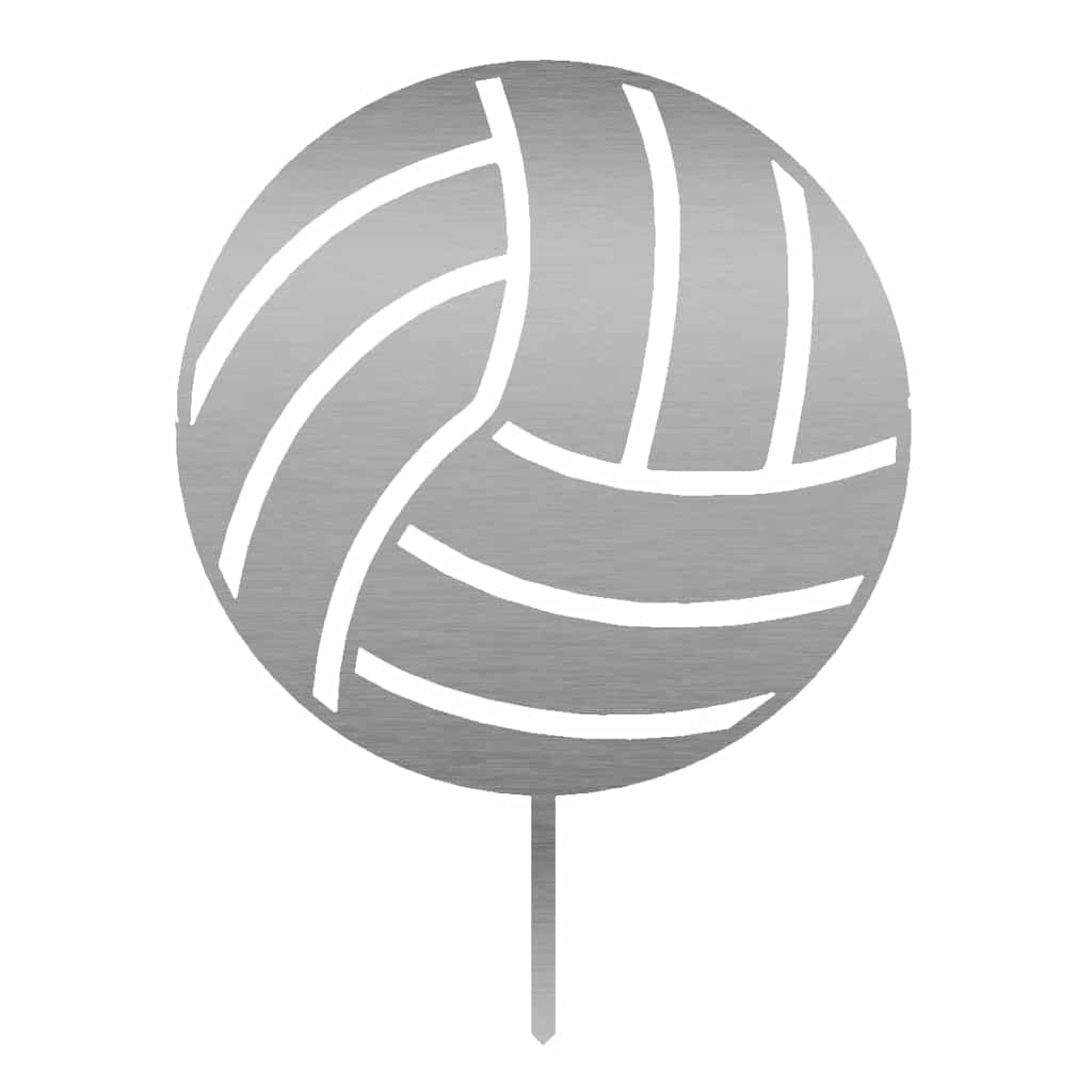 Gartenstecker Volleyball aus Edelstahl für stilvolle Gartengestaltung, Materialstärke 2 mm, Abmessungen 40 x 30 cm.