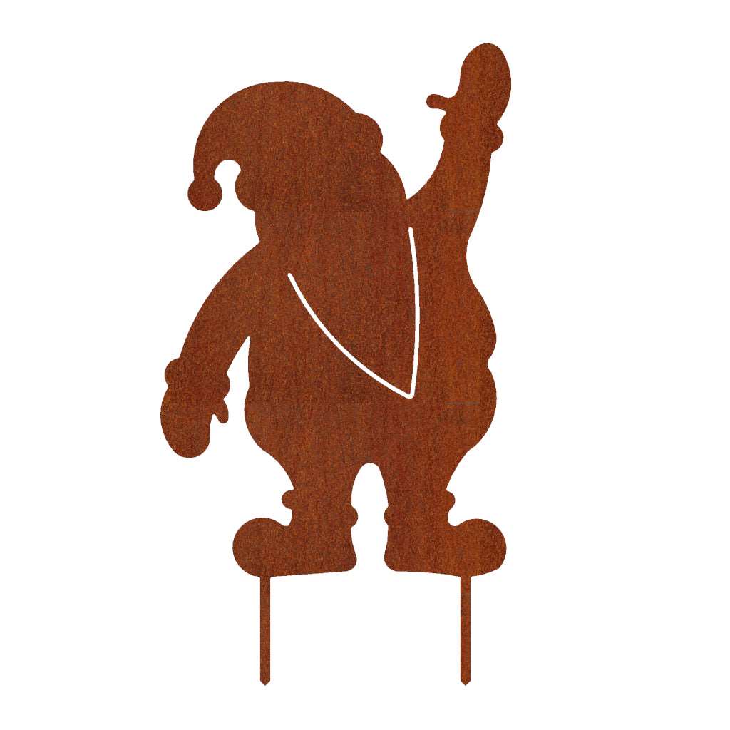 Gartenstecker Winkender Weihnachtsmann