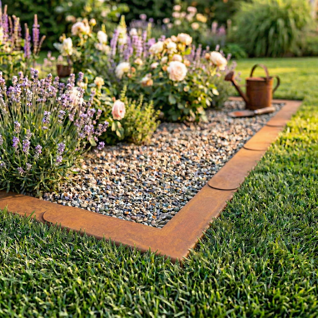 Rasenkante Eckstück aus Cortenstahl