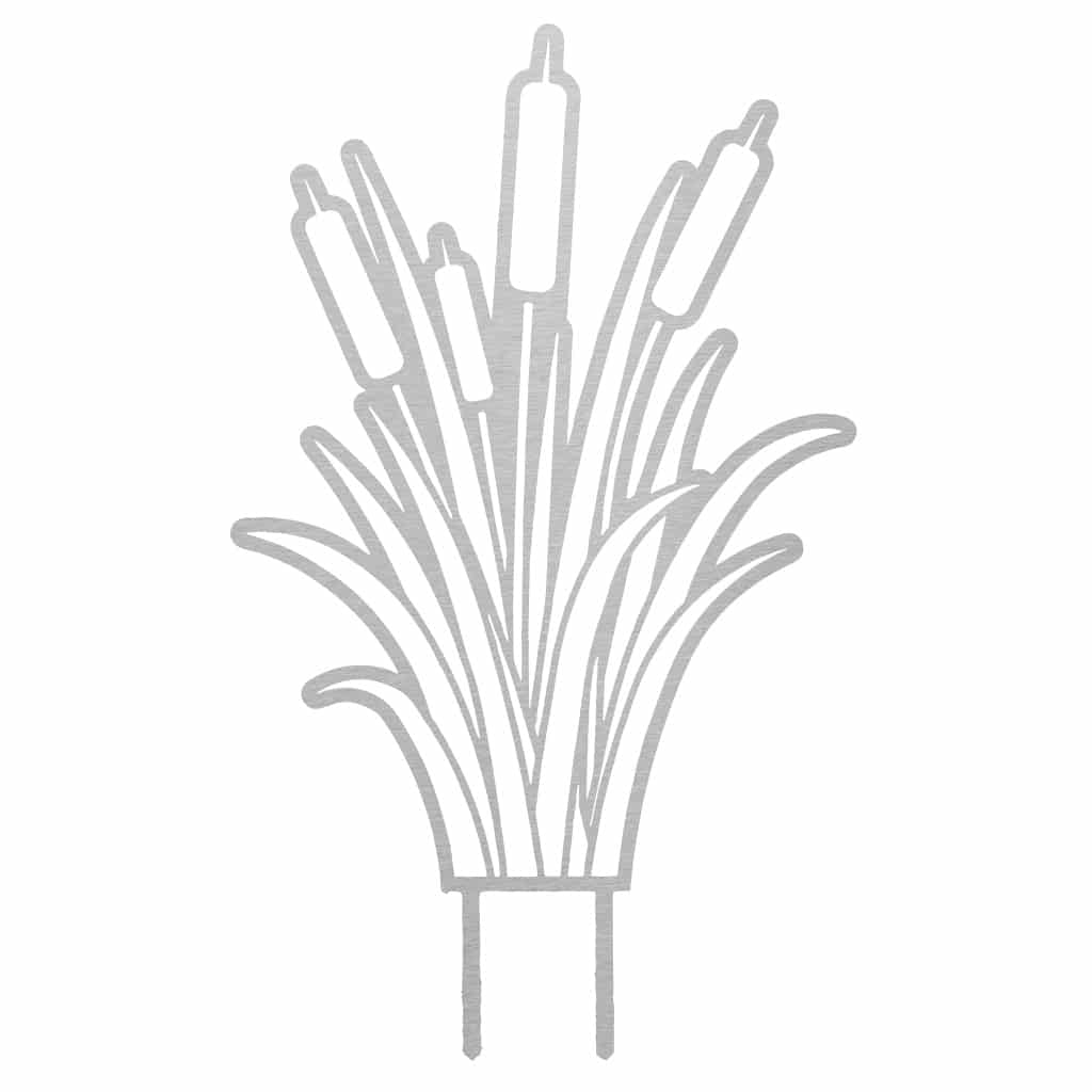 Gartenstecker "Rohrkolben" aus Edelstahl mit zeitloser Raffinesse und modernen Akzenten, 40 x 32,2 cm, edel geschliffen mit Korn 240.