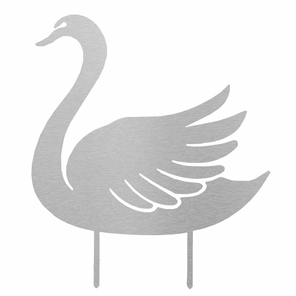 Gartenstecker "Schwan" aus Edelstahl, elegante und zeitlose Dekoration für den Garten.