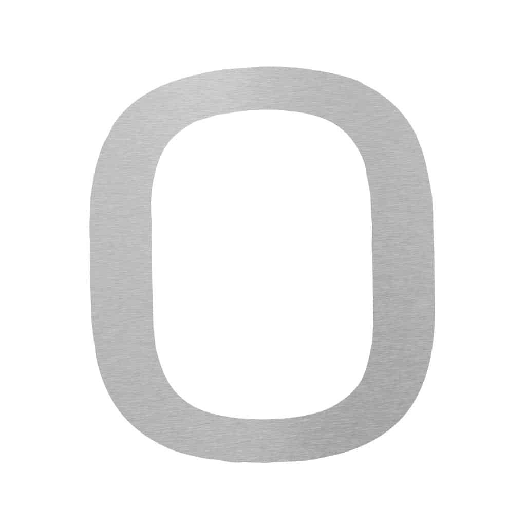 Hausnummer 0 in Edelstahl, 14,5 x 12,6 cm, zeitloses Design fĂŒr stilvollen Eingangsbereich, erhĂ€ltlich bei Shopify