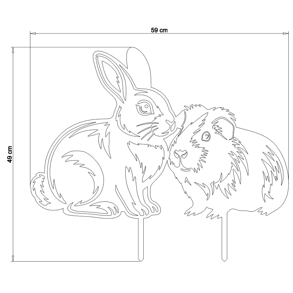 Gartenstecker Hase & Meerschweinchen