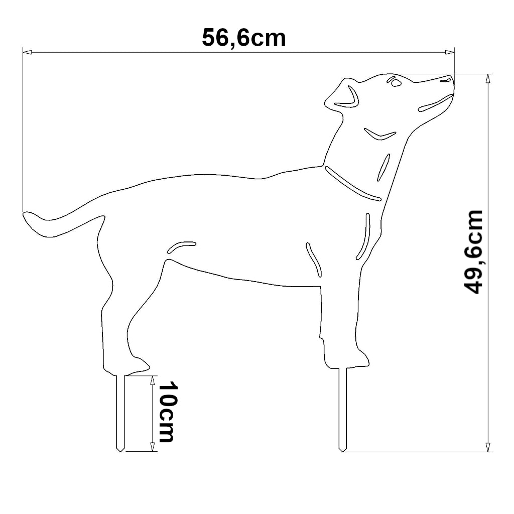 Maße des Gartensteckers Jack Russell Terrier: 49,6 x 56,6 cm inklusive Erdspieße