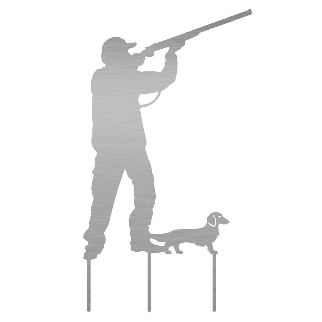Gartenstecker Jäger und Dackel