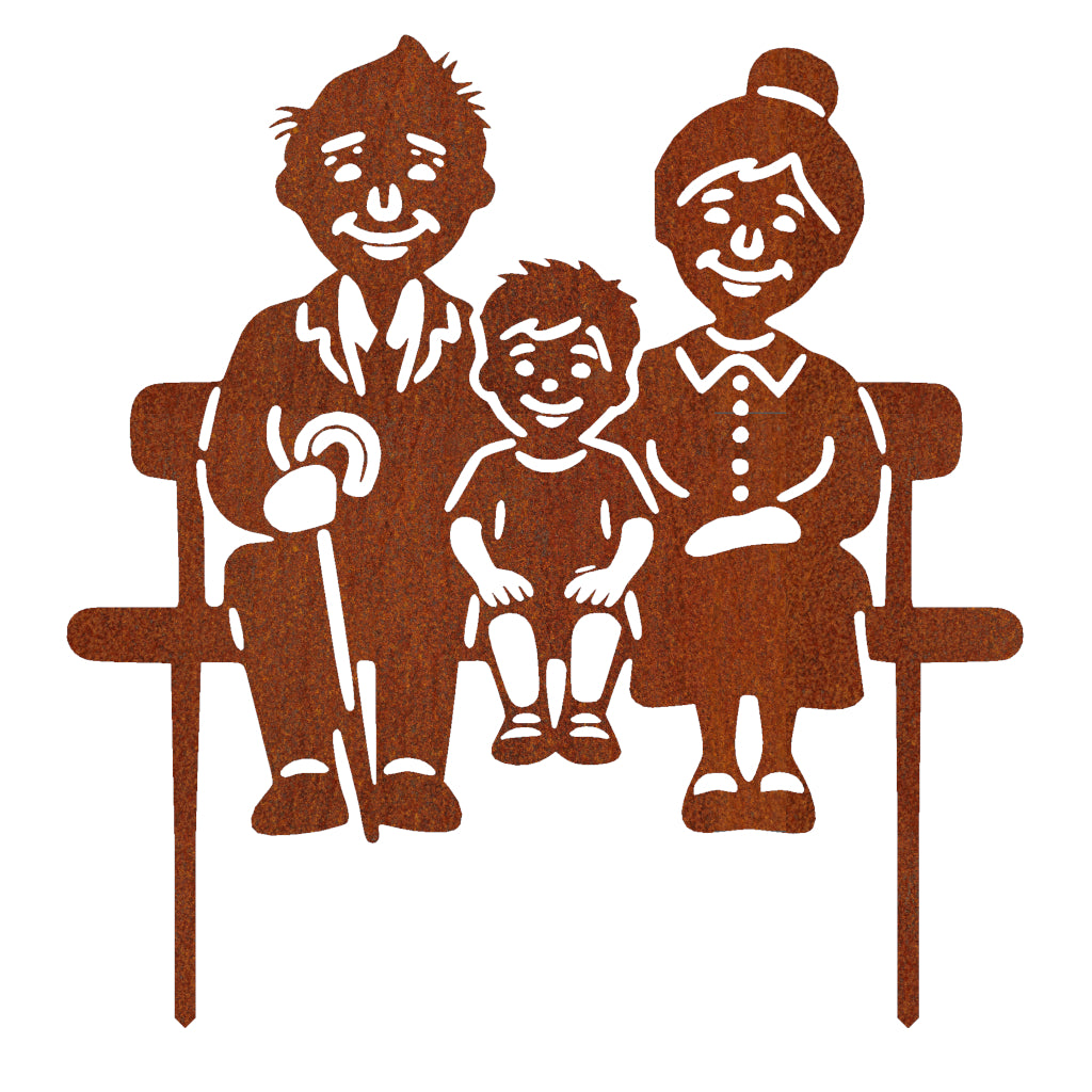 Gartenstecker Oma & Opa mit Enkel