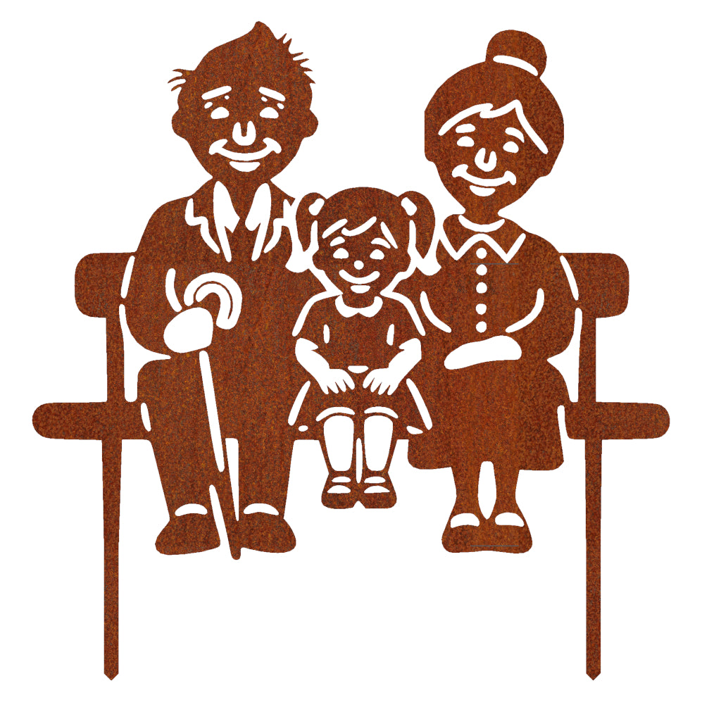 Gartenstecker Oma & Opa mit Enkelin