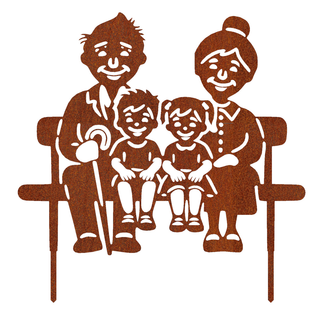 Gartenstecker Oma & Opa mit Enkelkindern