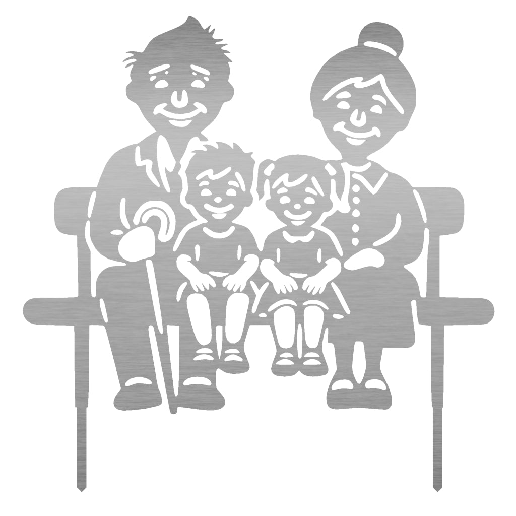 Gartenstecker Oma & Opa mit Enkelkindern