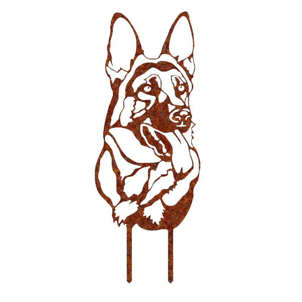 Gartenstecker Schäferhund Portrait