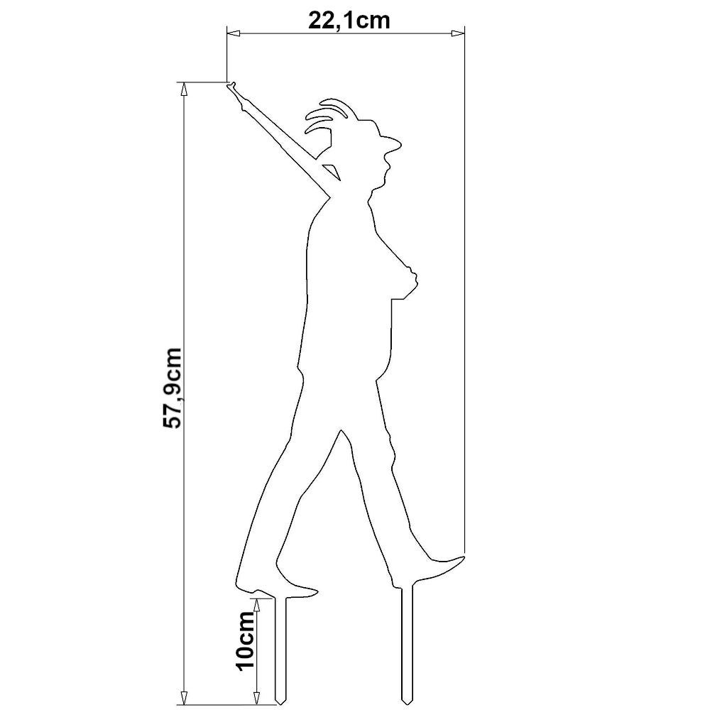 Gartenstecker Schützenbruder Schützenfest Maße 57,9 x 22,1 cm Materialstärke 2 mm aus Cortenstahl und Edelstahl.