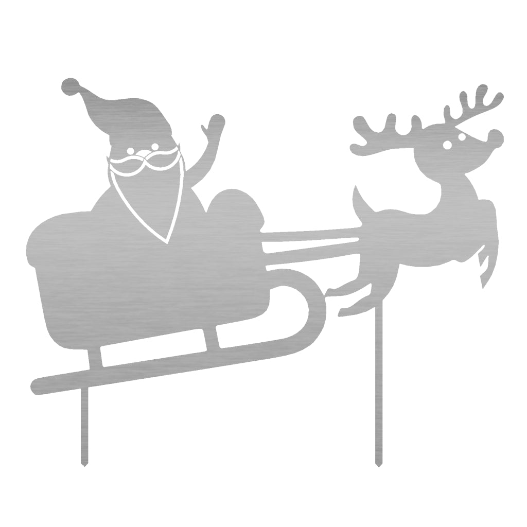 Gartenstecker Weihnachtsmann auf Schlitten mit Rentier