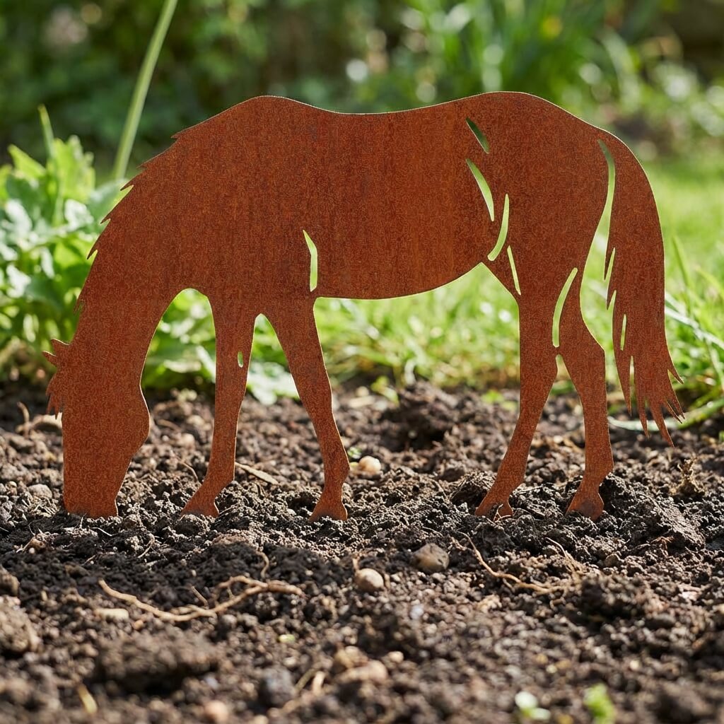Gartenstecker Grasendes Pferd