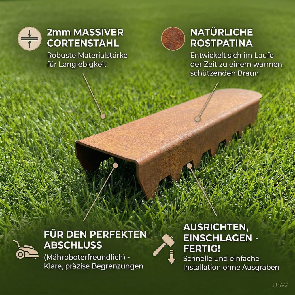 Rasenkante Endstück aus Cortenstahl