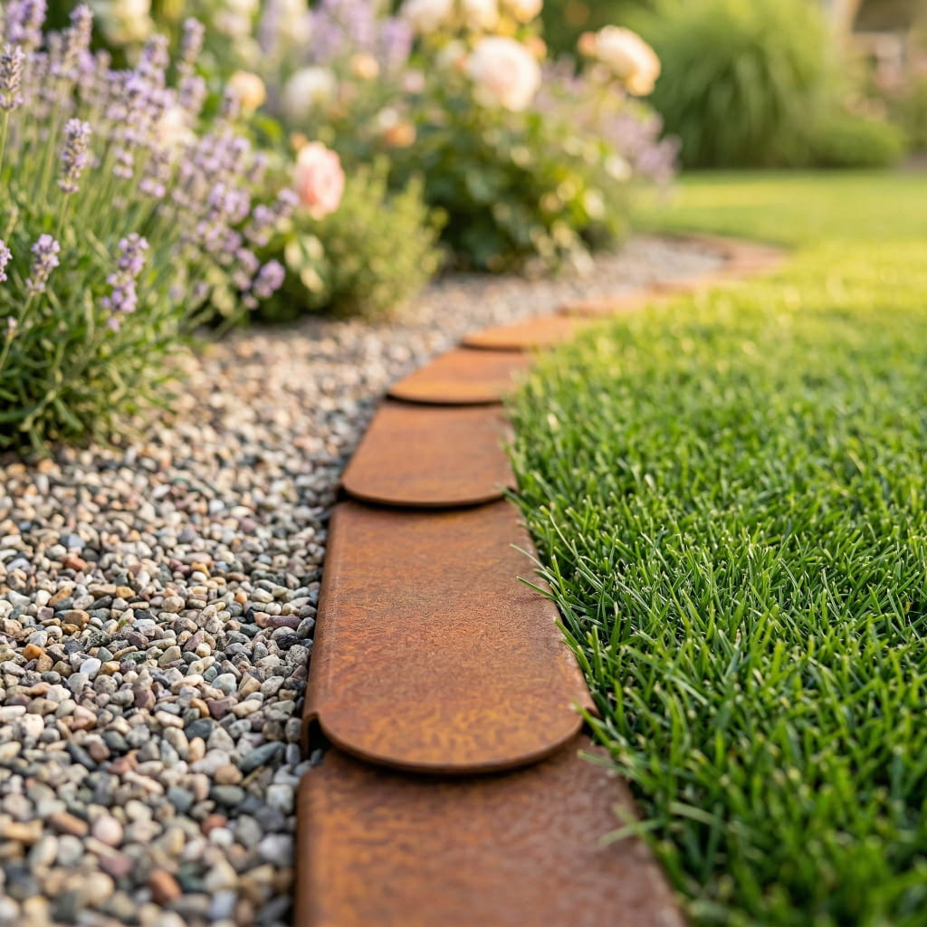 Rasenkante aus Cortenstahl