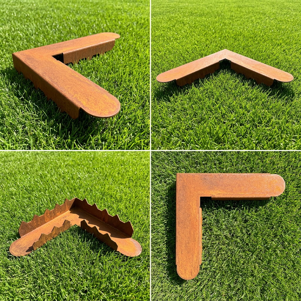 Rasenkante Eckstück aus Cortenstahl